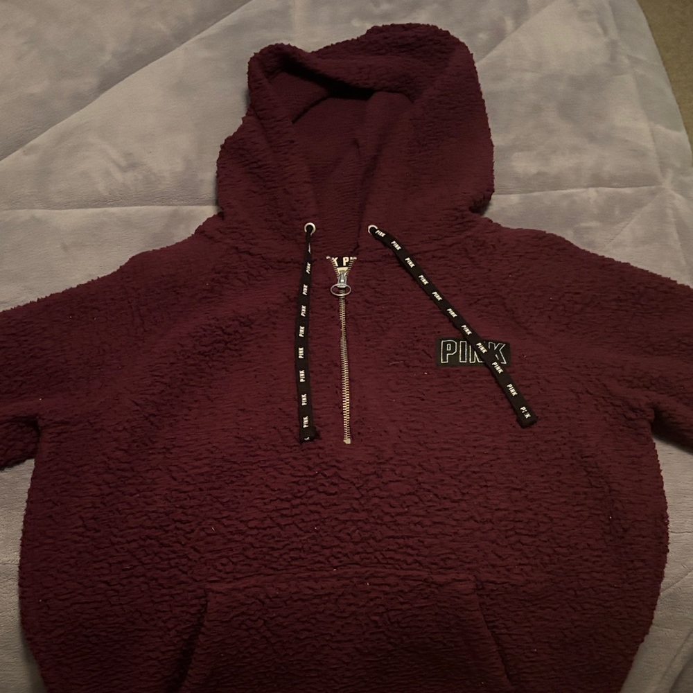 PINK Victoria's Secret Burgundy Teddy Jacket